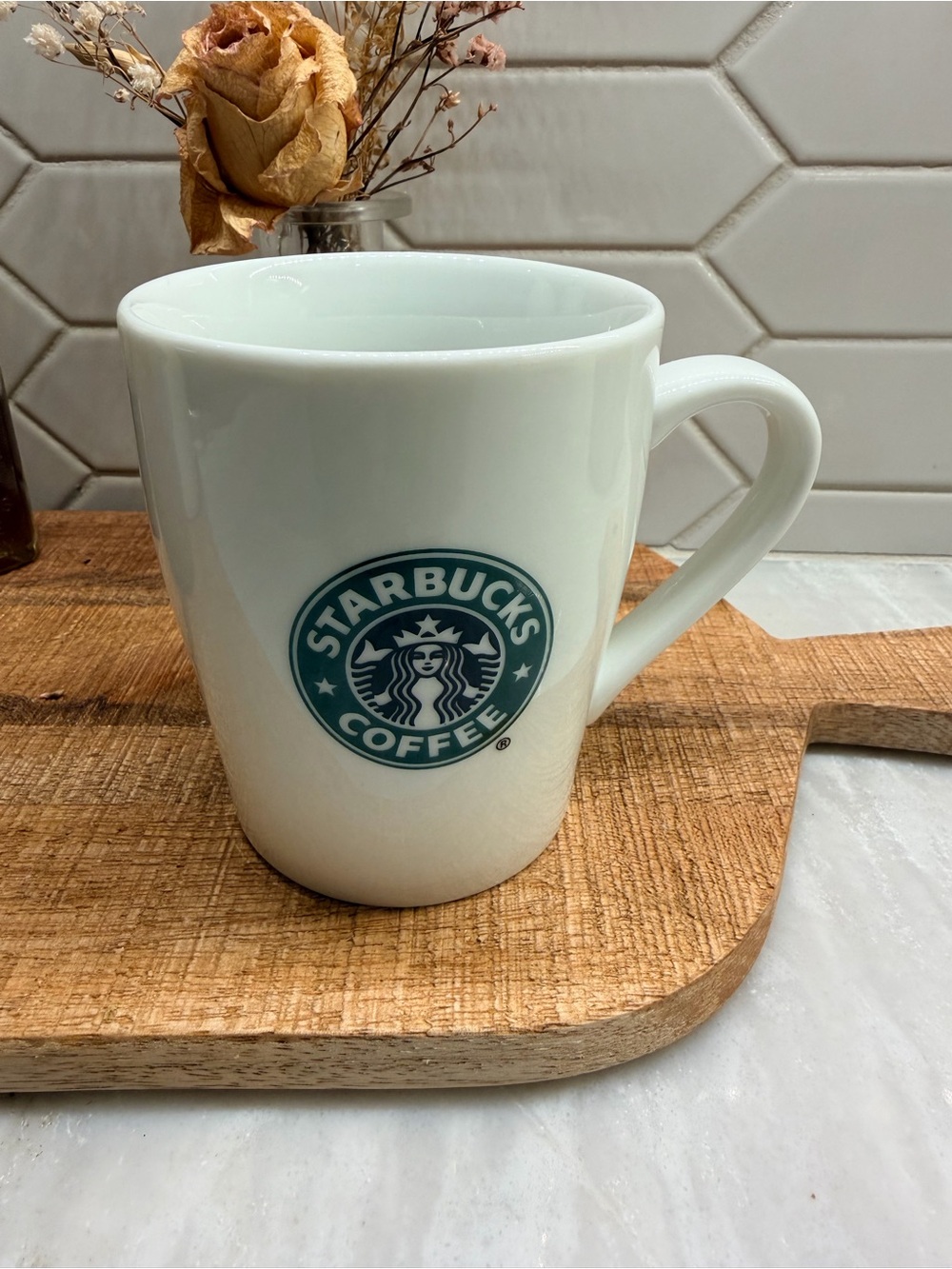 Starbucks Coffee 2007 Siren Logo White 8 oz Mug Double Sided
